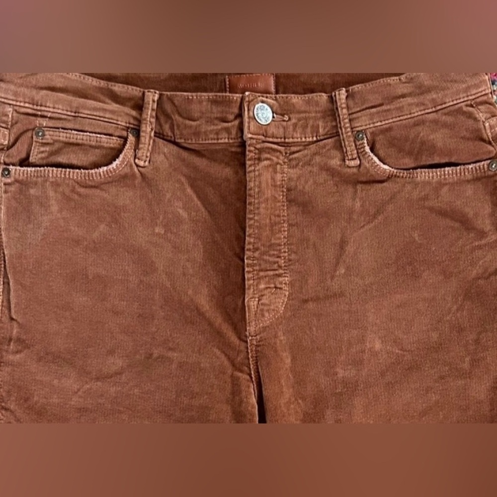 MOTHER Women Hopscotch Brown Corduroy Mid Rise Dazzler Ankle Fray Jeans Size 25 - Picture 10 of 12